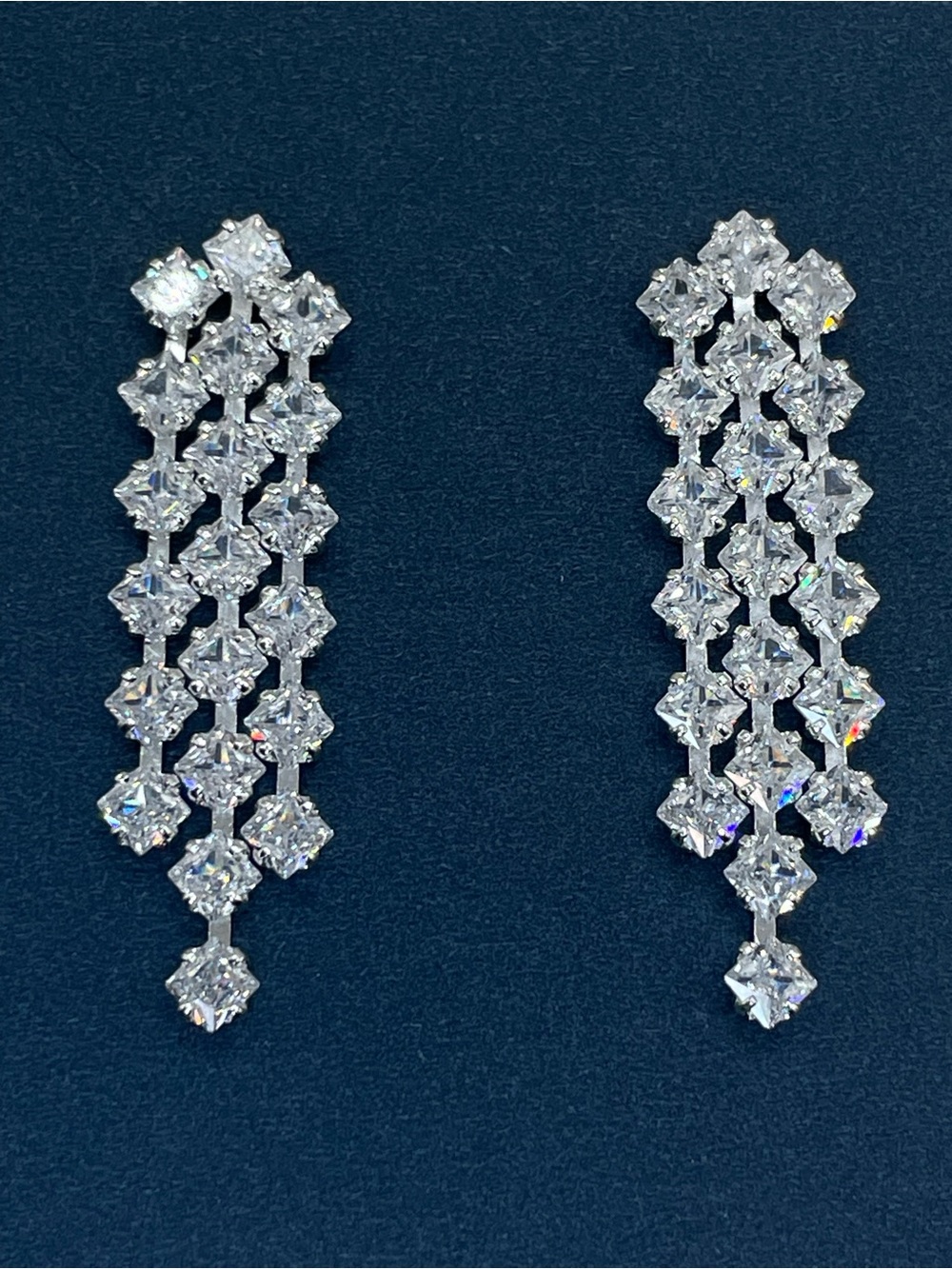 Swarovski Crystal Elements White Crystal Bridal Art Deco Dangle Earrings